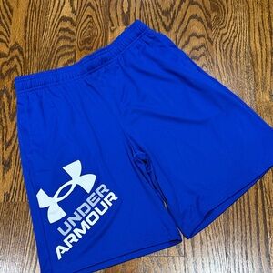 Under Armour Men’s Royal Blue Athletic Shorts with White Logo